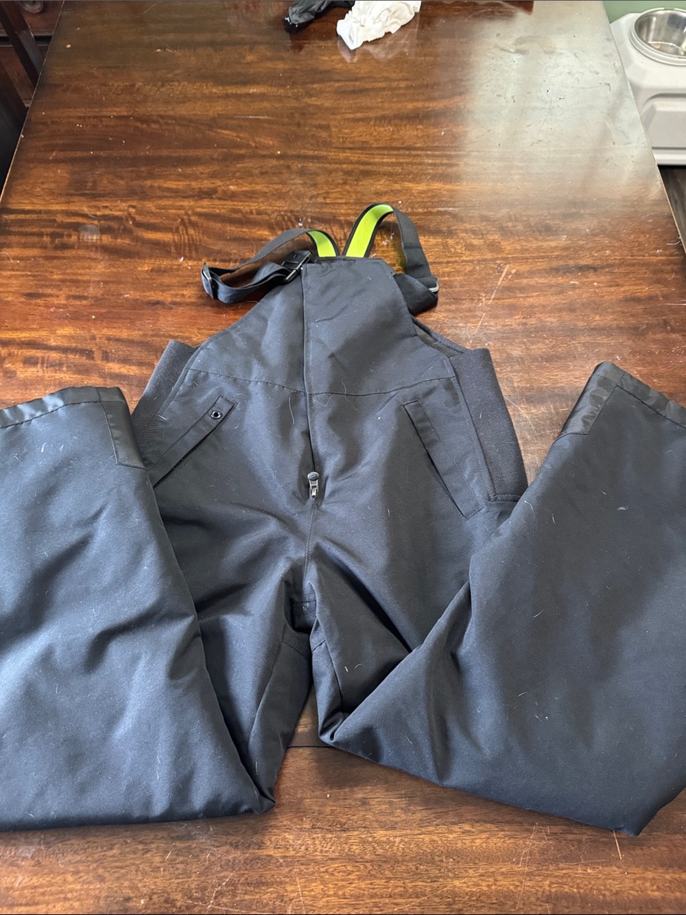 Magellan Outdoors Black Bib Snow Pants with Lime Trim
